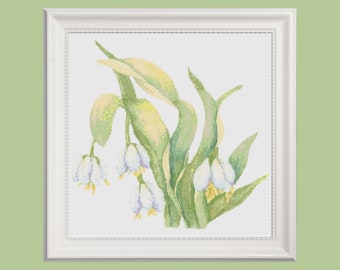 Spring Snowdrops Floral Cross Stitch Pattern (Instant PDF Download)