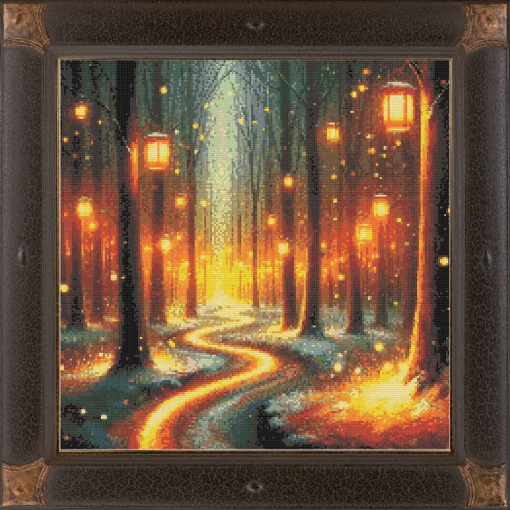 Enchanted Forest Cross Stitch Pattern, Fairytale Lanterns (instant PDF ...