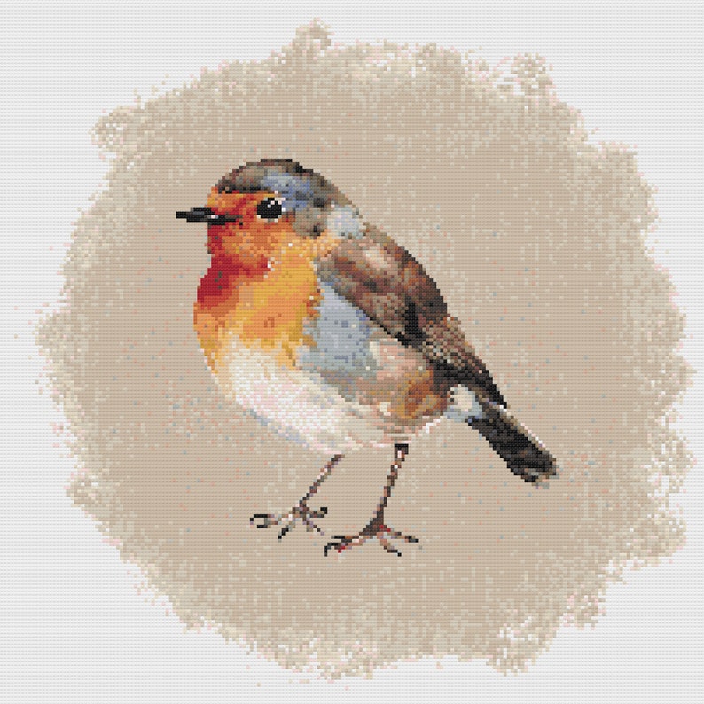 Robin Needlepoint Pattern Red Robin Cross Stitch Pattern, Chart, Small Birds, Feathered Animals ...