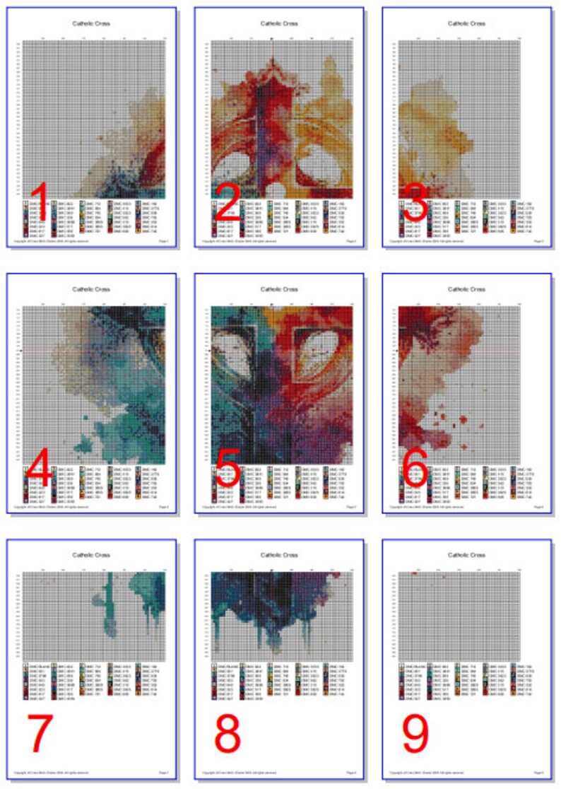 Catholic Cross Cross Stitch Pattern, Celtic Watercolour X Stitch Chart ...