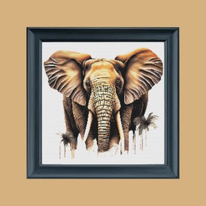 Elephant cross stitch pattern, African elephants, safari animals, African animals, majestic elephants x stitch chart, instant download