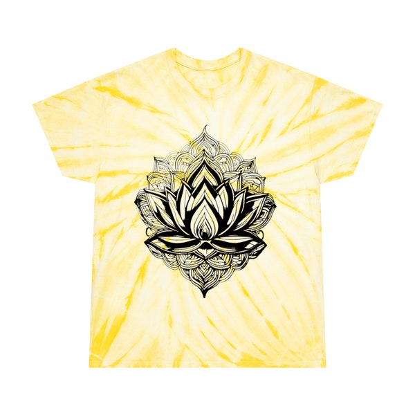 Lotus Flower Bloom Tie-Dye Tee, Cyclone Yoga Meditation Spirituality Hippie Mindfulness Zen Tattoo Art