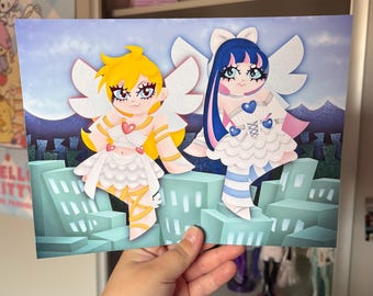 Kawaii PASWG Magical Angels Anime Style - 14cm, 19cm, or 27cm Art Print