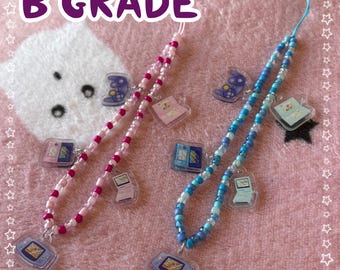 B GRADE - Nostalgia Game Consoles Phone Strap with Acrylic Charms (Pink or Blue)