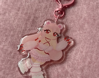 Gloomy Anime Girl Inspired Glitter Acrylic Keychain