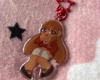 PinkPantheress Inspired BritPop Glitter Acrylic Keychain