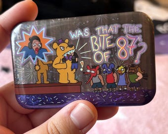 FNAF Bite of 87 Markiplier Rectangle Cold Foil Sparkle Holographic Badge