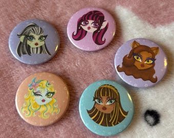 Kawaii Chibi Monster Girls 32mm and 58mm Button Badges