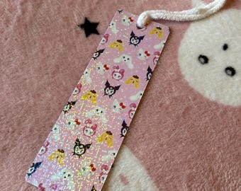 Kawaii Kitty and Friends Bookmark - Double-Sided Sparkle Holographic Vinyl