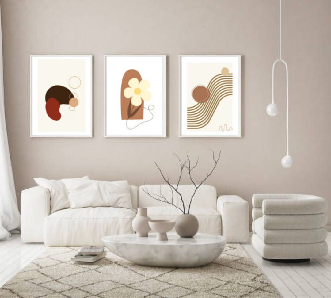 Boho Wall Art Gallery Wall Set of 3, Mid Century Modern Prints ...