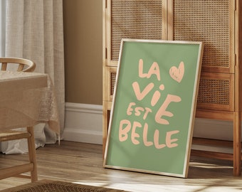 Print &#39;Life is Beautiful&#39; - Colorful Printed Poster, Modern Wall Art - Typography Poster, Positive Affirmation - Wall Decor