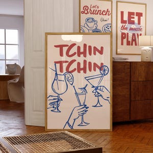 Impresión 'Tchin Tchin' - Póster impreso, Arte moderno de pared - Póster ilustrado a mano, decoración de pared, cocina, salón - Aperitivo, cócteles