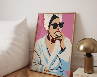Pink colorful &#39;F*ck off&#39; print - Wall art, modern woman illustration poster - Printed poster - Wall decoration - Gift for her