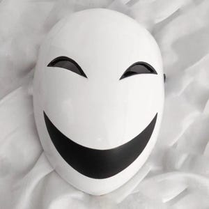Handmade mask scary smile white mask Hiruko Mask Wooden Mask Cosplay custom mask ( accept custom requests )