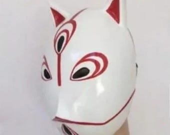 Handmade fox anbu white mask Wooden face cover Cosplay Custom mask (accept customized request)