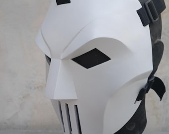 Máscara de cosplay de fibra de vidrio hecha a mano: máscara blanca clásica personalizada