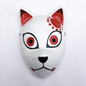 Handmade Face mask Kitsune Fox Mask Wooden Mask Cosplay Custom mask (accept custom requests)