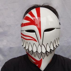 handmade mask white full mask Murasaki Hollow Mask Wooden Mask Cosplay mask - custom mask (accept custom requests)