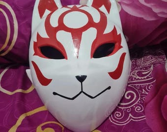 Handmade Fiery Anbu Mask Kitsune Fox 08 Wooden Cosplay custom mask (accept customized request)