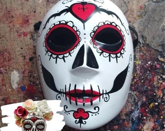 Handmade Skeleton Costume Scary Skull Flower Horror Ghost Wooden Mask Cosplay (Accept Customized Request)