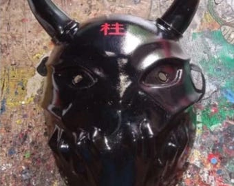 Handmade Mask Custom scary black horned halloween mask Cosplay Wooden Mask (accept custom requests)