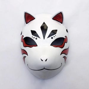 Handmade mask White Anbu mask - Kitsune Fox Mask Wooden Mask Cosplay custom mask (accept customized request)