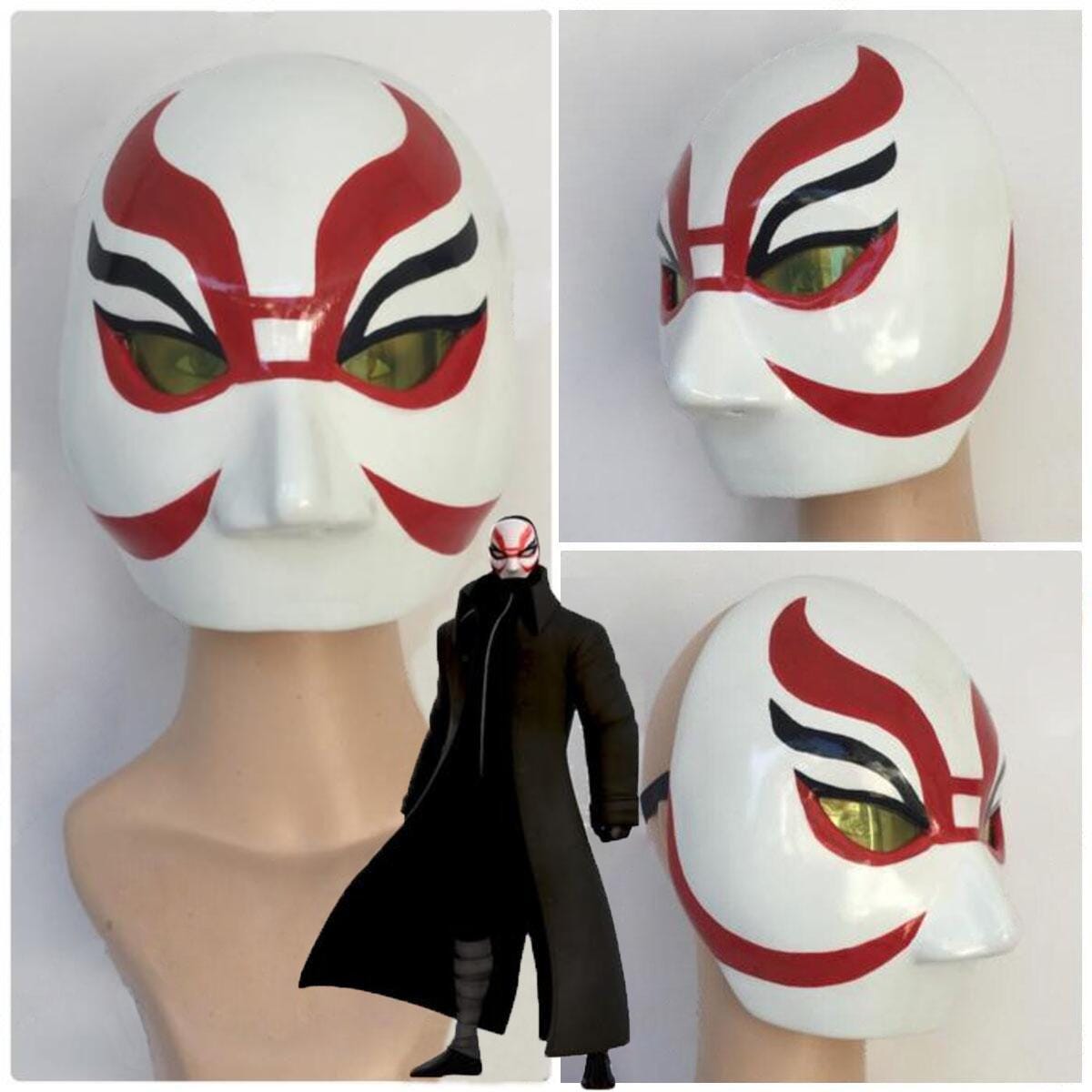 Handmade Halloween Red Black Aura Ghost Cosplay Face Mask