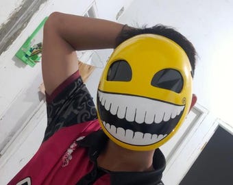 Custom Handmade yellow smile mask painted mask face cover Cosplay accept special requests