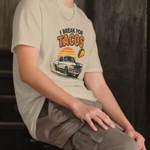 Funny Taco T-Shirt: Retro Foodie Graphic Tee - I Break for Tacos
