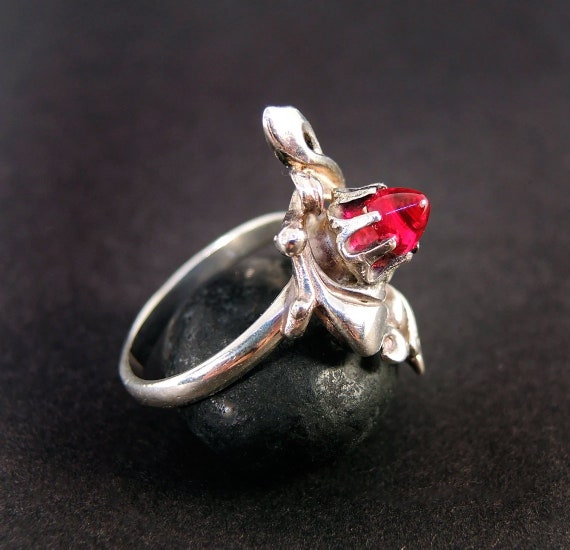 Ruby Floral Statement Ring, Flower Stone Ring, So… - image 6