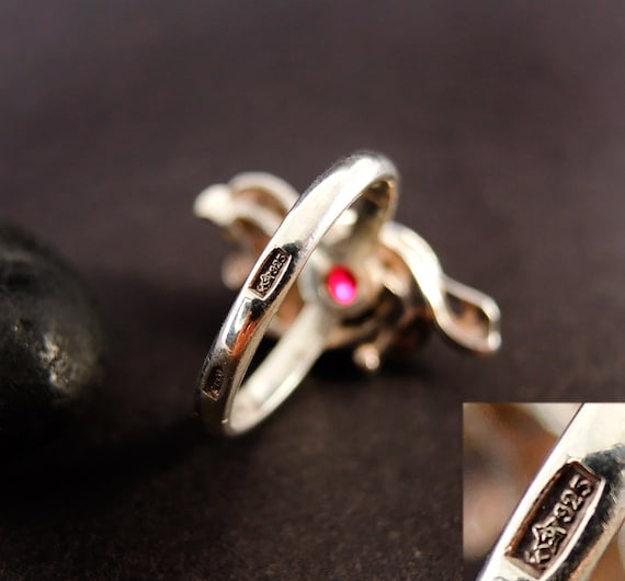 Ruby Floral Statement Ring, Flower Stone Ring, So… - image 8