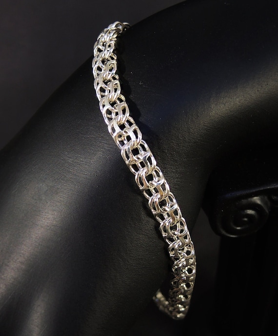 Sterling Silver Chain Bracelet, Byzantine Silver Bracelet