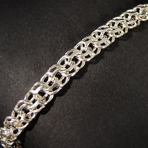 Sterling Silver Chain Bracelet, Byzantine Silver Bracelet, Wide Bismark Chain Bracelet, Solid Handcrafted Unisex Bracelet