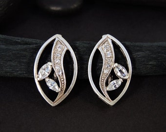Unusual Marquise Earrings, Geometric Stone Earrings, Multi-stone CZ Earrings, 925 Silver Earrings on every day