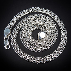 Bismark Sterling Silver Chain, Byzantine Silver Necklace, Wide and Heavy Chain, Solid Massive Handcrafted Men&#39;s Chain, Gift For Him
