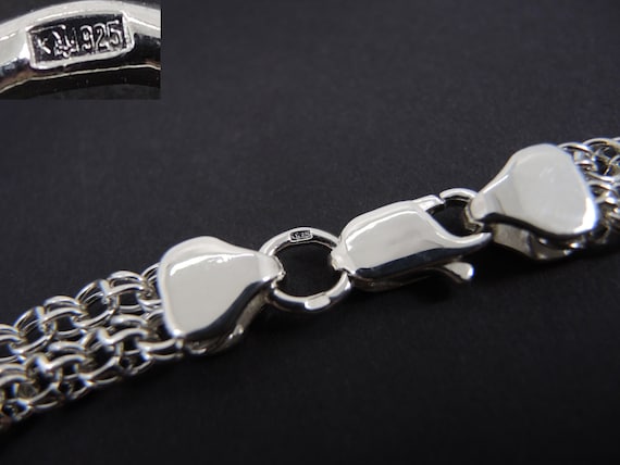 Wide Chain Bracelet 925 Solid Sterling Silver, Byzantine Silver