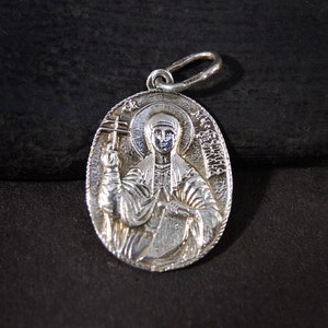 Christian Medallion Holy Martyr Svetlana, Small Orthodox Pendant, Christian Icon, Religious Protection Amulet, Christening gift