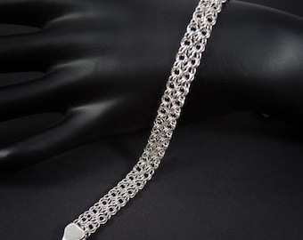 Buy Woven Byzantine Solid 925 Sterling Silver Bracelet Chain Mens