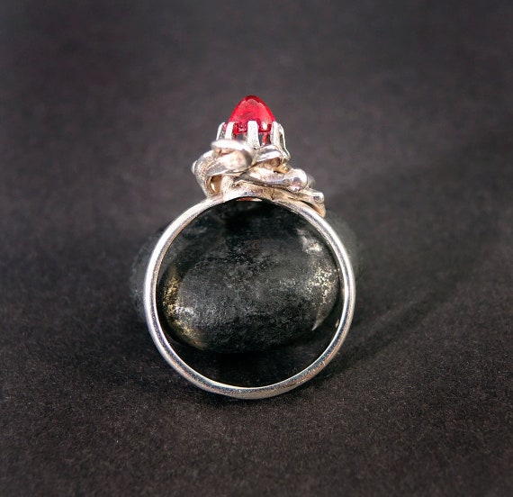 Ruby Floral Statement Ring, Flower Stone Ring, So… - image 7