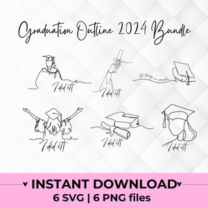 Abitur Geschenk Bundle SVG Linie Art Graduierung Bundle Clipart Geschenk für grad SVG-Schnittdateien für Cricut Png für Sublimationspaket 2024 Geschenk