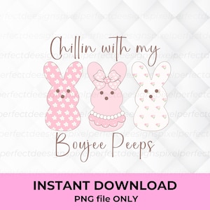 Easter PNG Peeps Boujee Png Coquette Peeps png chillin with my peeps png Easter Bunny Peeps Png Girly Peeps Bow Png Easter Daisy Png Bunny