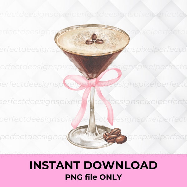 Espresso Martini PNG Espresso Bow Png Cocktail Espresso PNG Bow Martini Png Trendy Espresso Martini Design Sublimation Bow Cocktail Png