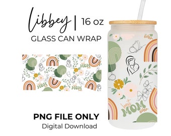 Mother Day PNG Best Mom Png Libbey Glass Boho Sublimation Mom Png Glass Wrap Libbey Png Mother Glass Can Wrap Libbey Mothers Day Png Glass