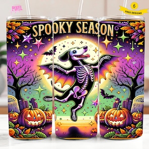 Funny Halloween Dog Bat Tumbler Wrap, Spooky Season 20 oz Skinny Tumbler Sublimation PNG Design, Cute Bat Digital Download, Dachshund png