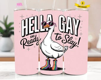 Vintage Goose Rainbow LGBTQ Funny Animal Tumbler PNG Proud Gay Pride Tumbler Wrap Goose Png Queer 20oz skinny tumbler Queen sublimation png