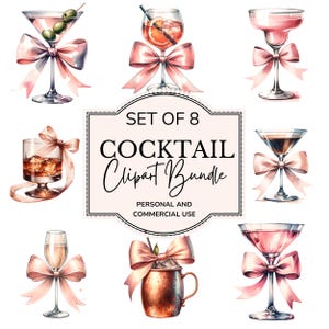 Vintage Watercolor Cocktail PNG Bundle, Martini clipart, Espresso Martini PNG Cosmopolitan Png Trendy Cocktail Design Sublimation DIGITAL