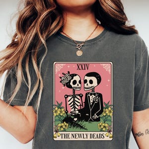 The Newly Dead Funny tarot Card Png, Sarcastic Wedding Tarot Skeleton Png, Trendy Tarot Wall Art Skeleton Tarot Card Tee Sublimation Digital
