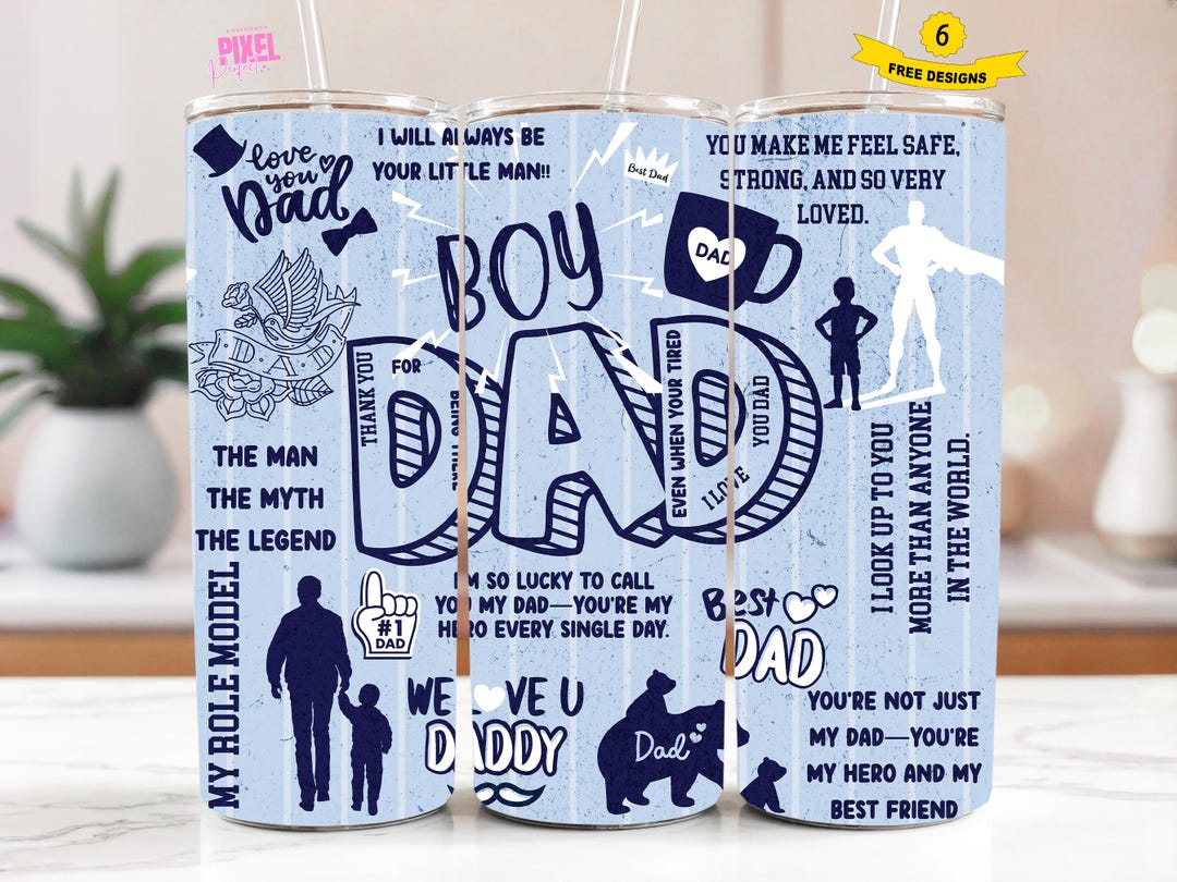 Boy Dad Tumbler Wrap PNG Fathers Day 20oz Skinny Tumbler Sublimation ...