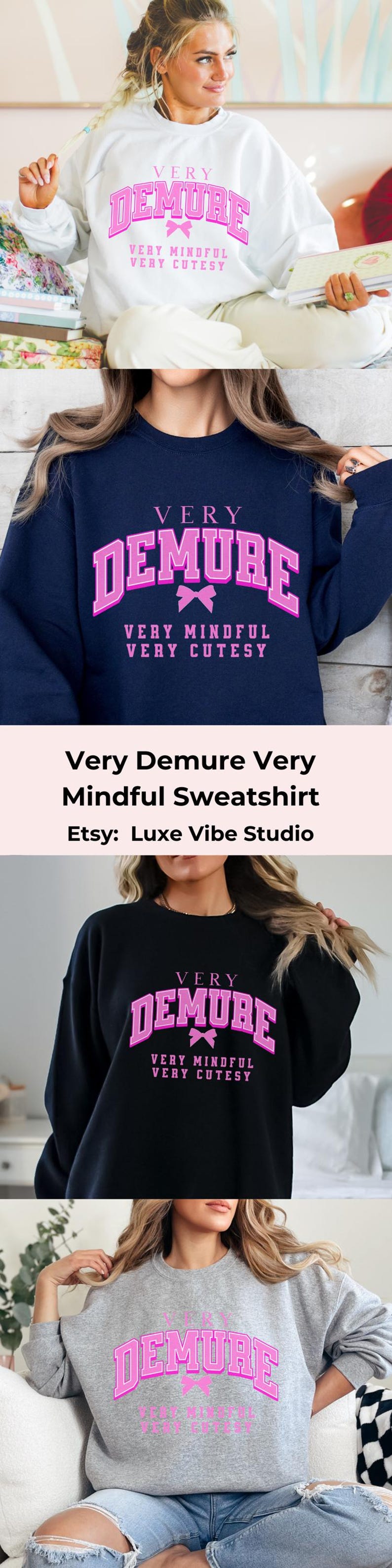 Very Demure Very Mindful Very Cutesy SVG Athletic Bow Png file Coquette Aesthetic