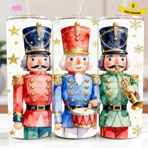 Gobelet casse-noisette, papier peint 20 oz, design sublimation, gobelet fin casse-noisette mignon, png, gobelet de Noël, téléchargement transparent